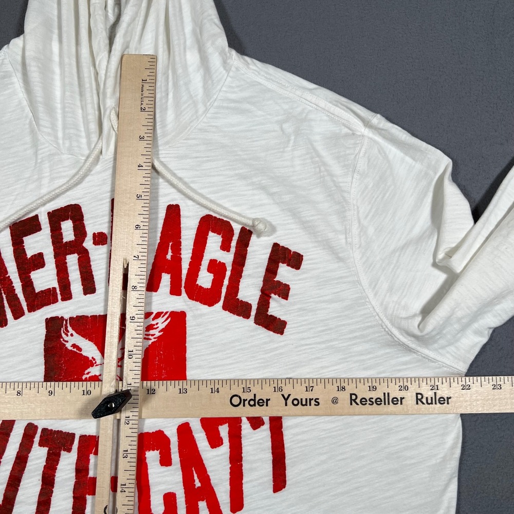 American Eagle Outfitters Hoodie Sweatshirt Mens Large White CA 77 Y2K Graphic - Picture 5 of 7
